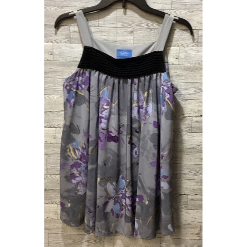 SIMPLY VERA Women's (Size 8) Gray Floral Tank Top Lightweight